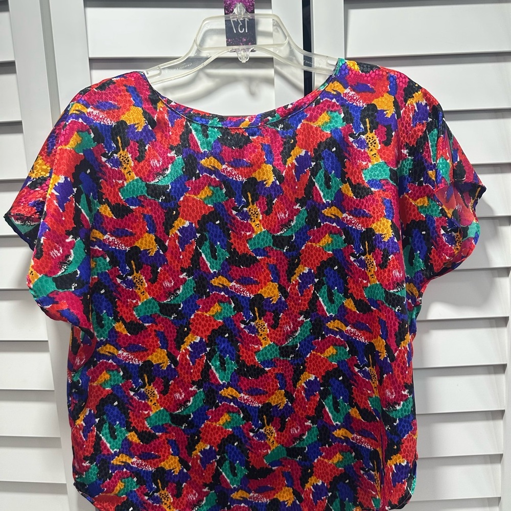Vintage Notations Colorful Abstract Women's Top-Size M
